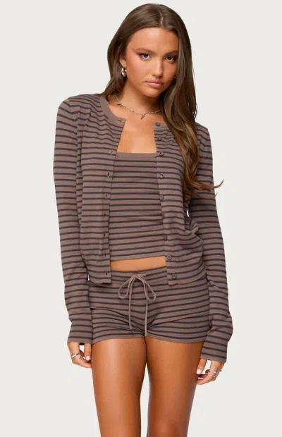 Edikted Lillian Striped Button Up Knit Cardigan In Multi