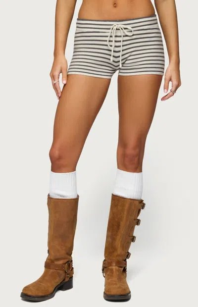 Edikted Lillian Striped Knit Shorts In Cream, Women's At Urban Outfitters In Multi