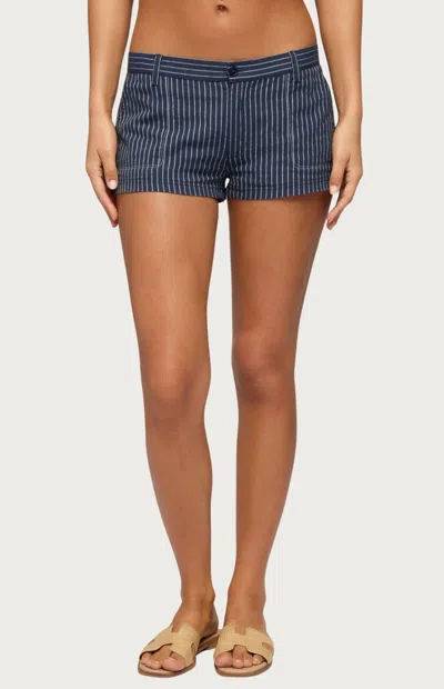 Edikted Lina Pinstripe Micro Shorts In Blue