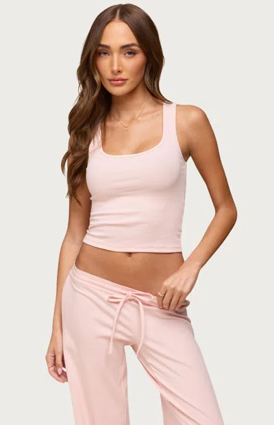 Edikted Women's Linda Ribbed Scoop Neck Tank Top In Light Pink
