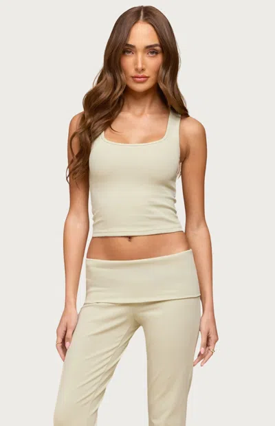 Edikted Women's Linda Ribbed Scoop Neck Tank Top In Sage In White