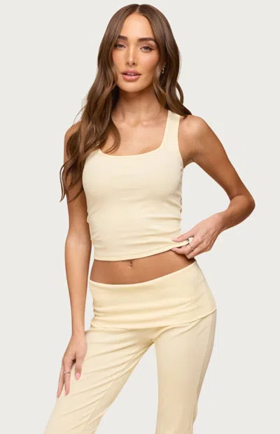 Edikted Women's Linda Ribbed Scoop Neck Tank Top In Yellow In Neutral