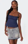 Edikted Linen Look Open Back Top In Blue