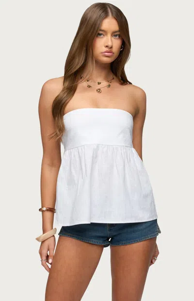 Edikted Women's Linen Look Strapless Babydoll Top In White