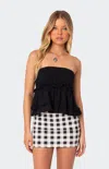 Edikted Strapless Peplum Top In Black