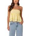 Edikted Smocked Ruffle Strapless Top In Yellow