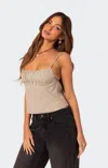 Edikted Tie Back Cotton Camisole In Green