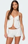 Edikted Linny Split Front Pointelle Crop Camisole In White