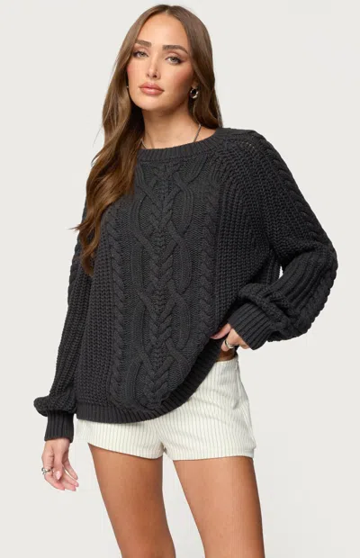 Edikted Lira Chunky Cable Stitch Sweater In Black