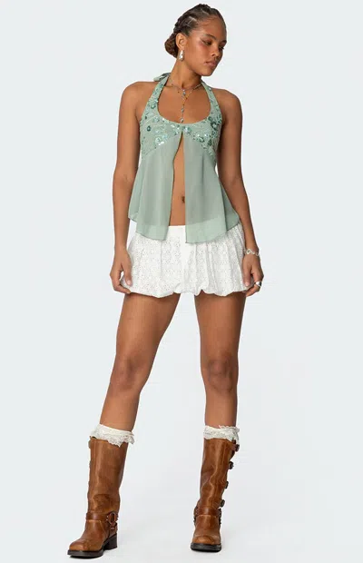 Edikted Women's Livvie Eyelet Bubble Mini Skirt In White