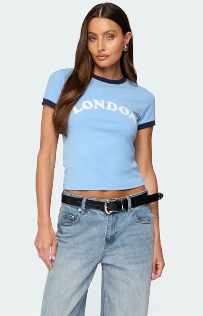 Edikted London Stretch Cotton Ringer T-shirt In Blue