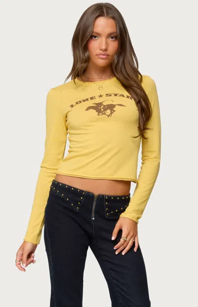 Edikted Lone Star Long Sleeve Graphic T-shirt In Yellow