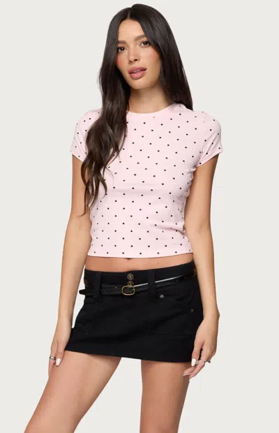 Edikted Lorenzo Polka Dot T-shirt In Pink