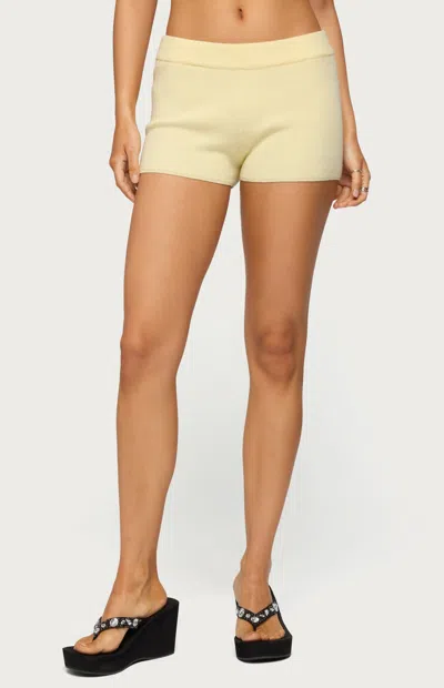 Edikted Lorie Rib Shorts In Yellow
