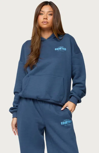 Edikted Lounge Edit Fleece Logo Graphic Hoodie In Green