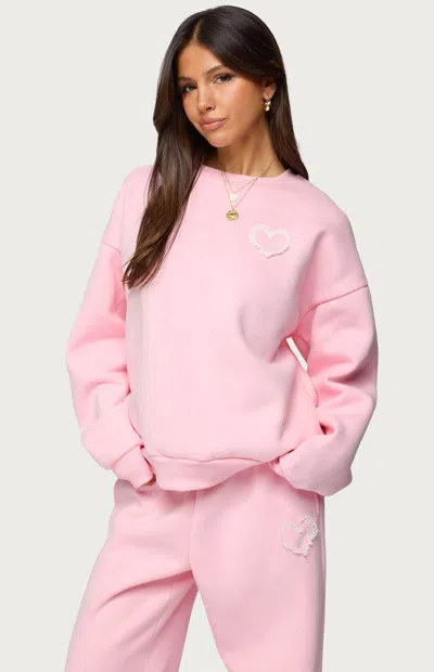 Edikted Love Logo Oversized Sweatshirt In Pink