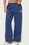 Edikted Wide Leg Sweatpants In Blue