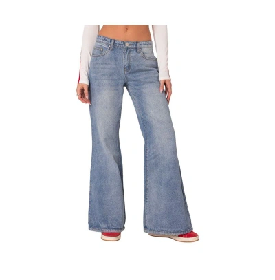 Edikted Women's Low Rise Wide Leg Jeans In Light-blue
