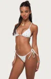 Edikted Luz Beaded Triangle Bikini Top In White
