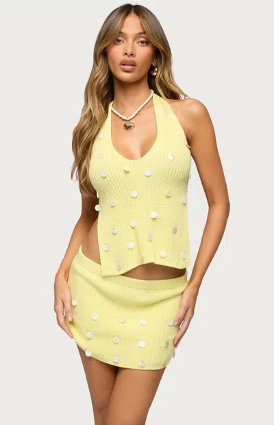 Edikted Women's Lylah Backless Charm Knit Halter Top In Yellow