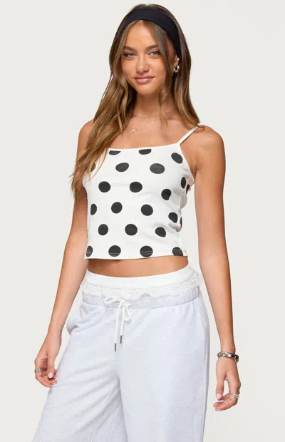 Edikted Lynne Polka Dot Cotton Camisole In White