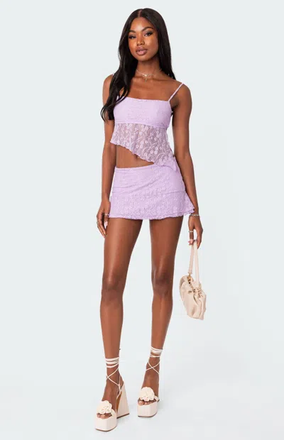 Edikted Women's Lyra Open Back Lace Tank Top In Lilac In Purple