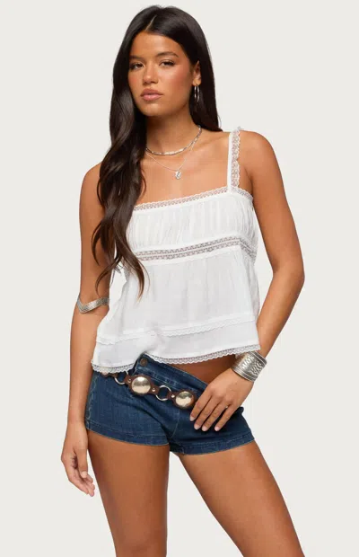 Edikted Women's Mable Lacey Tank Top In White