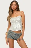 Edikted Macy Backless Sequin Top In Beige