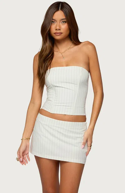 Edikted Maeve Pinstripe Strapless Corset In White, Women's At Urban Outfitters