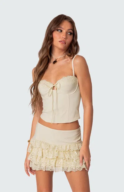 Edikted Women's Maisie Lacey Cupped Corset In Cream In White