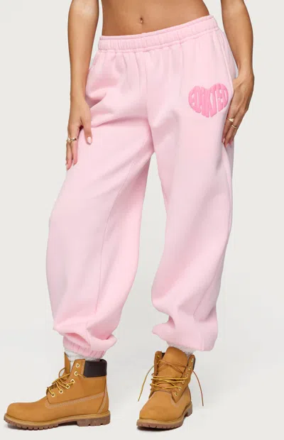 Edikted Major Love Logo Sweatpants In Pink