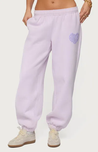 Edikted Major Love Logo Sweatpants In Purple