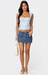 Edikted Marcella Gingham Mesh Corset Top In Blue