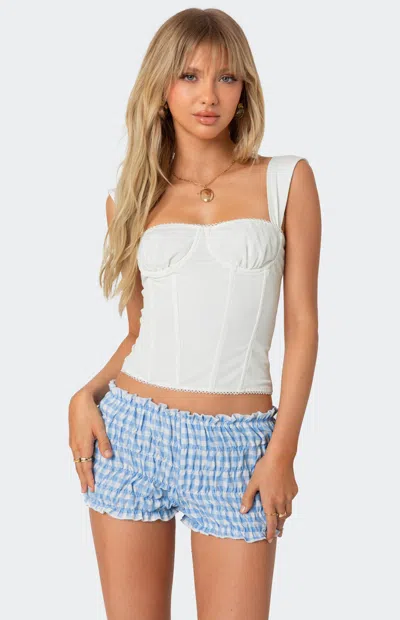 EDIKTED WOMEN'S MARCELLA WIDE STRAP MESH CORSET IN WHITE