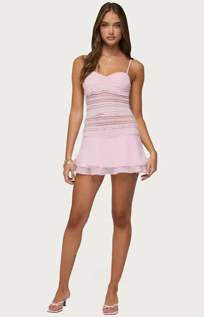Edikted Women's Marcia Chiffon Lacey Mini Dress In Pink