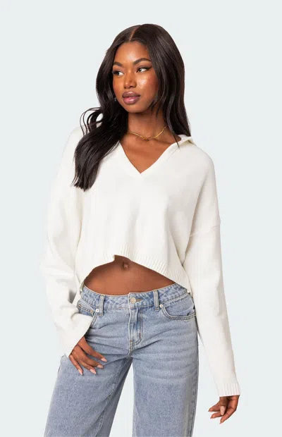 Edikted Women's Marcie Oversize Cropped Sweater In Cream