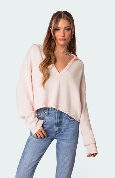 Edikted Marcie Oversize Crop Sweater In Light-pink