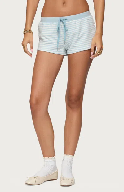 Edikted Margret Stripe Drawstring Shorts In Blue