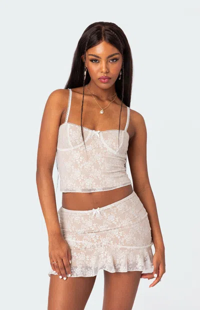 Edikted Women's Maria Lace Cupped Tank Top In White