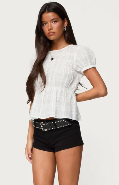 Edikted Maricella Gathered Tiered Cotton Top In White