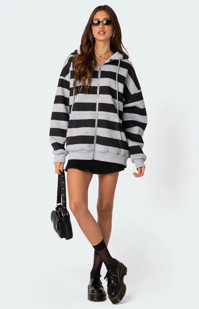Edikted Maritza Oversize Zip Hoodie In Gray-melange