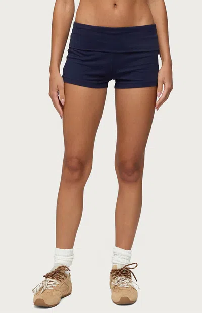 EDIKTED WOMEN'S MARLEAUX FOLDOVER SHORTS IN NAVY