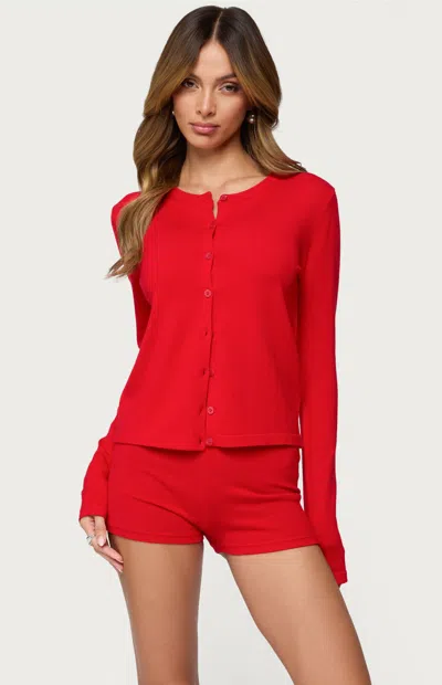 Edikted Maycee Button Up Knit Cardigan In Red