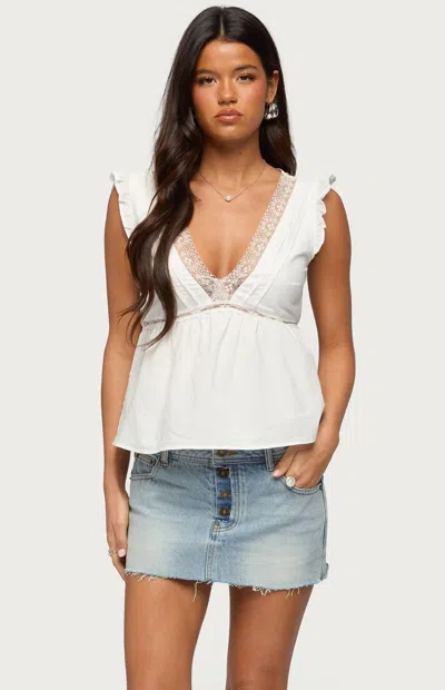 Edikted Women's Meadow Lacey Linen Top In White