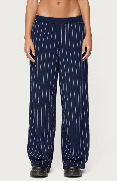Edikted Mercer Pinstripe Wide Leg Sweatpants In Burgundy