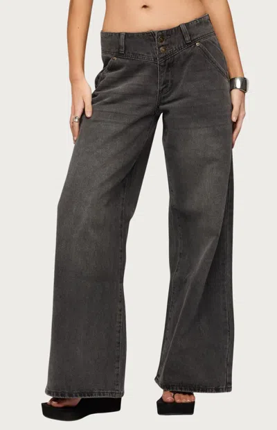 Edikted Meredith Low Rise Wide Leg Jeans In Gray