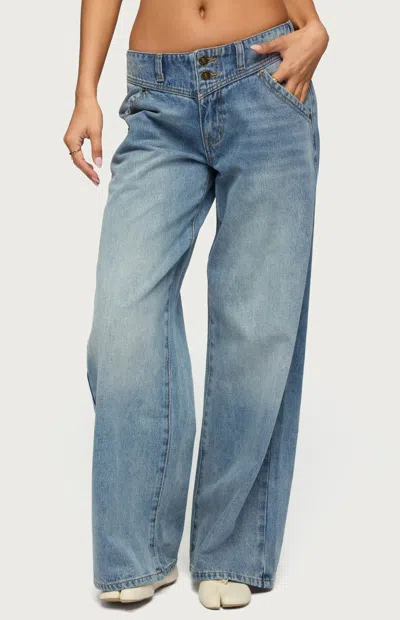 Edikted Meredith Wide Leg Jeans In Blue