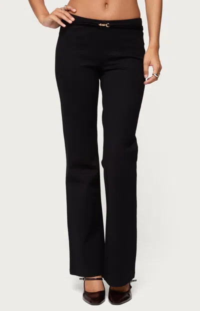 Edikted Metiza Belted Flare Pants In Black
