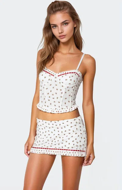 Edikted Mica Floral Print Corset Camisole In White