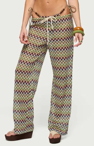 Edikted Mindee Crochet Pants In Green